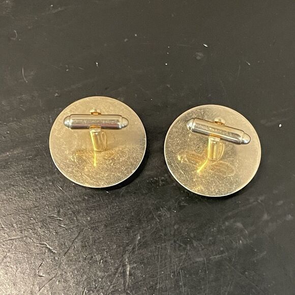 Cuff Links British Hunt Scenes Vintage Painting Gold Tone e819 Equestrian Horse - Picture 2 of 4